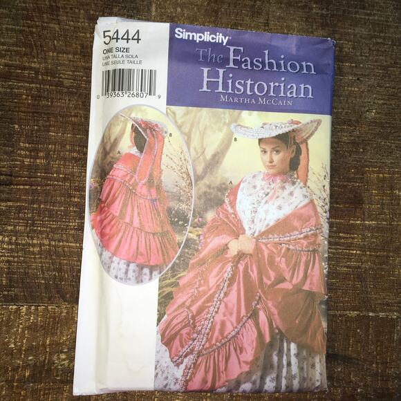 Simplicity Sewing Pattern 5444 Fashion Historian Mantle Hat 1800s One Size UNCUT - Picture 1 of 2